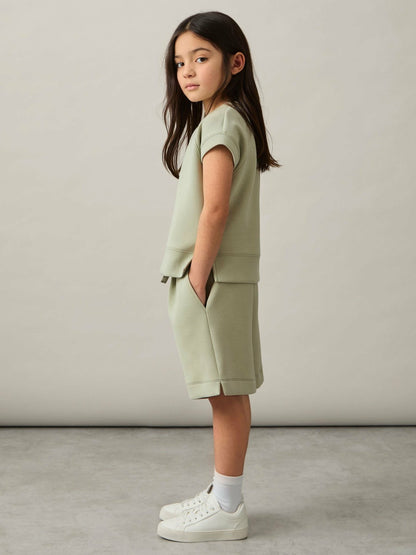 Reiss 4-9 yrs Modal-Blend Sweatshirt And Shorts Set in Sage