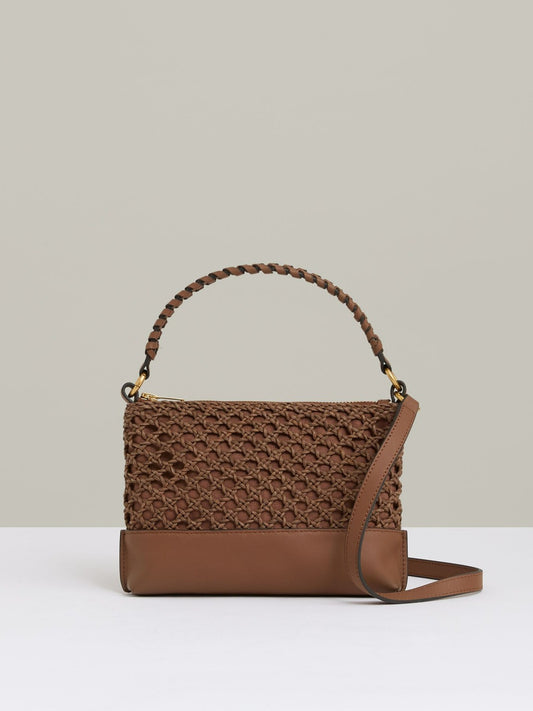 Reiss Best Seller - Weave Cross-Body Bag in Tan