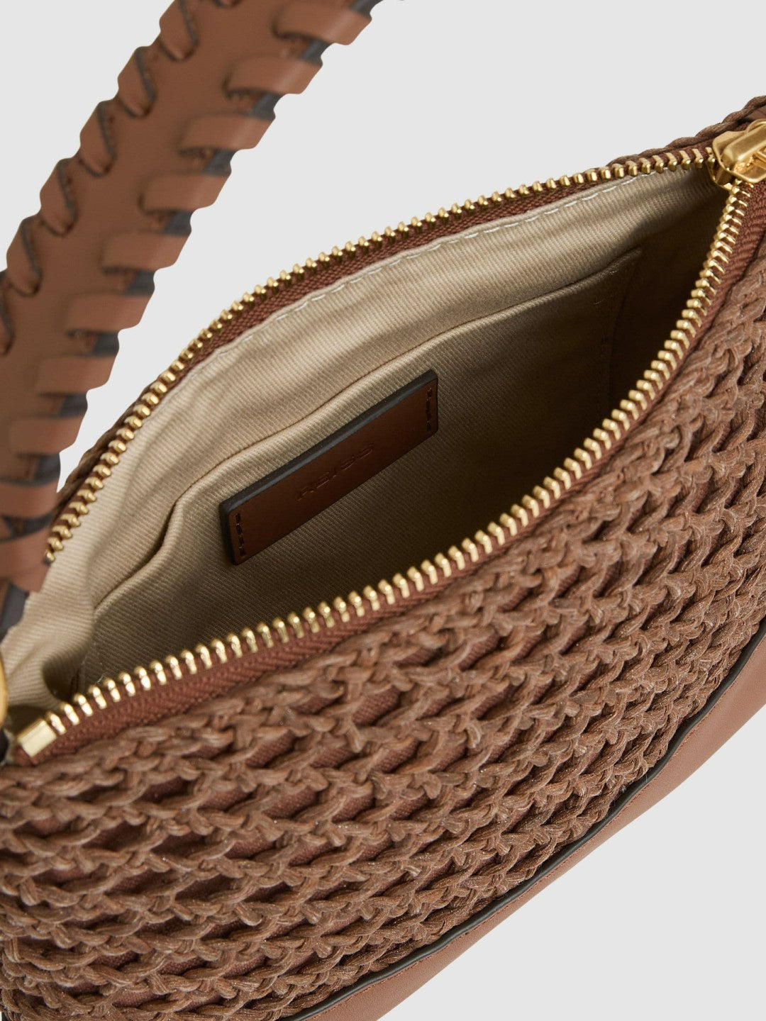 Reiss Best Seller - Weave Cross-Body Bag in Tan