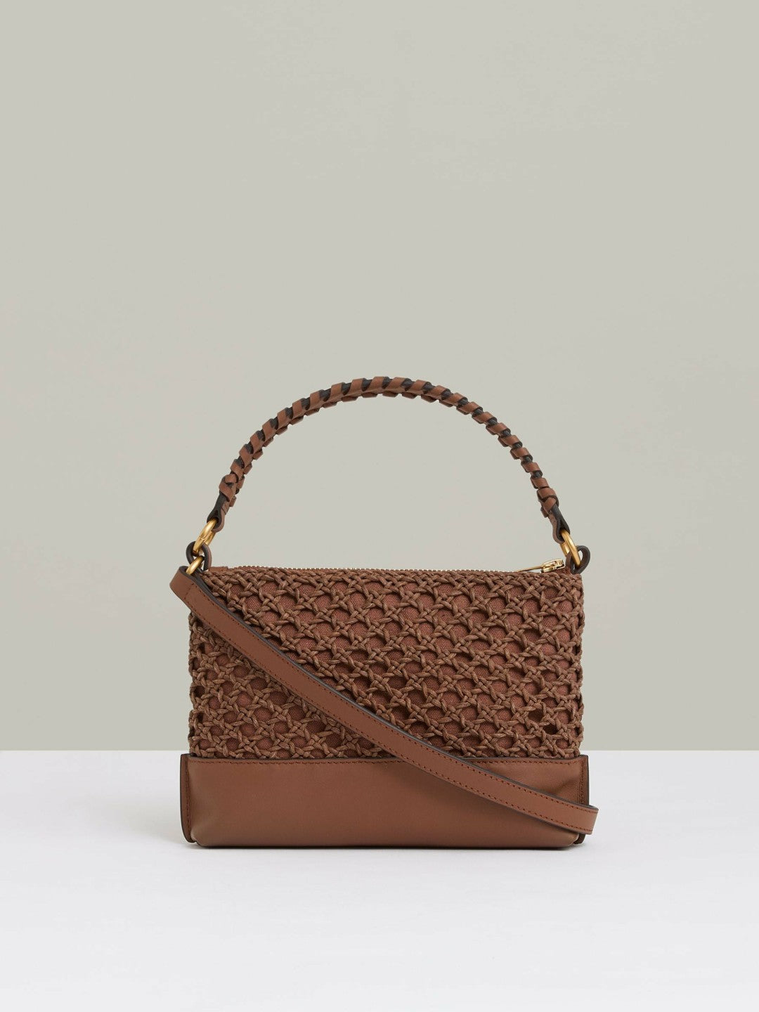 Reiss Best Seller - Weave Cross-Body Bag in Tan