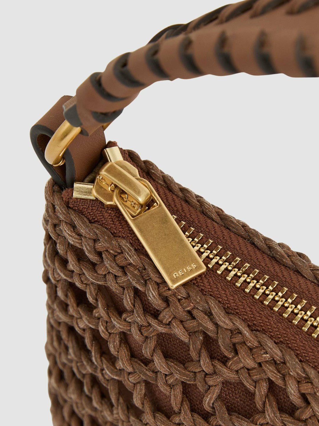 Reiss Best Seller - Weave Cross-Body Bag in Tan
