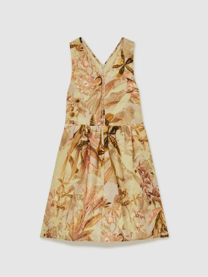 Reiss Affordable - 13-14 yrs  | NYBG Floral-Print Midi Dress in Khaki