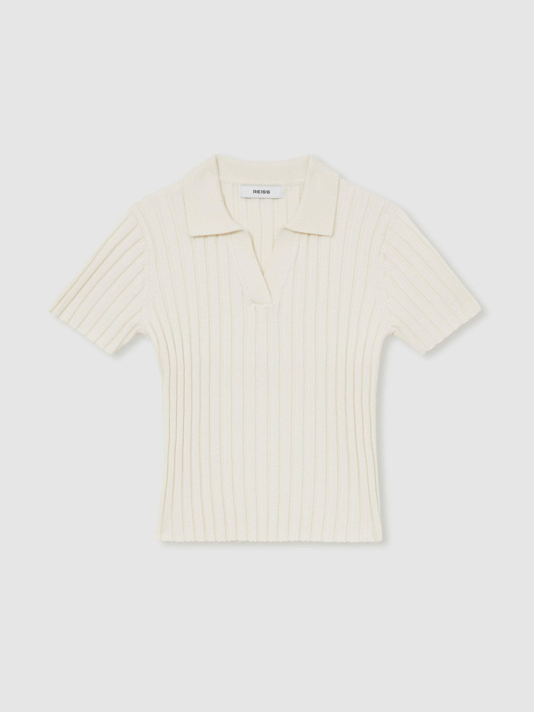 Reiss Savings - 13-14 yrs Rib-Knit Polo Top in Ivory