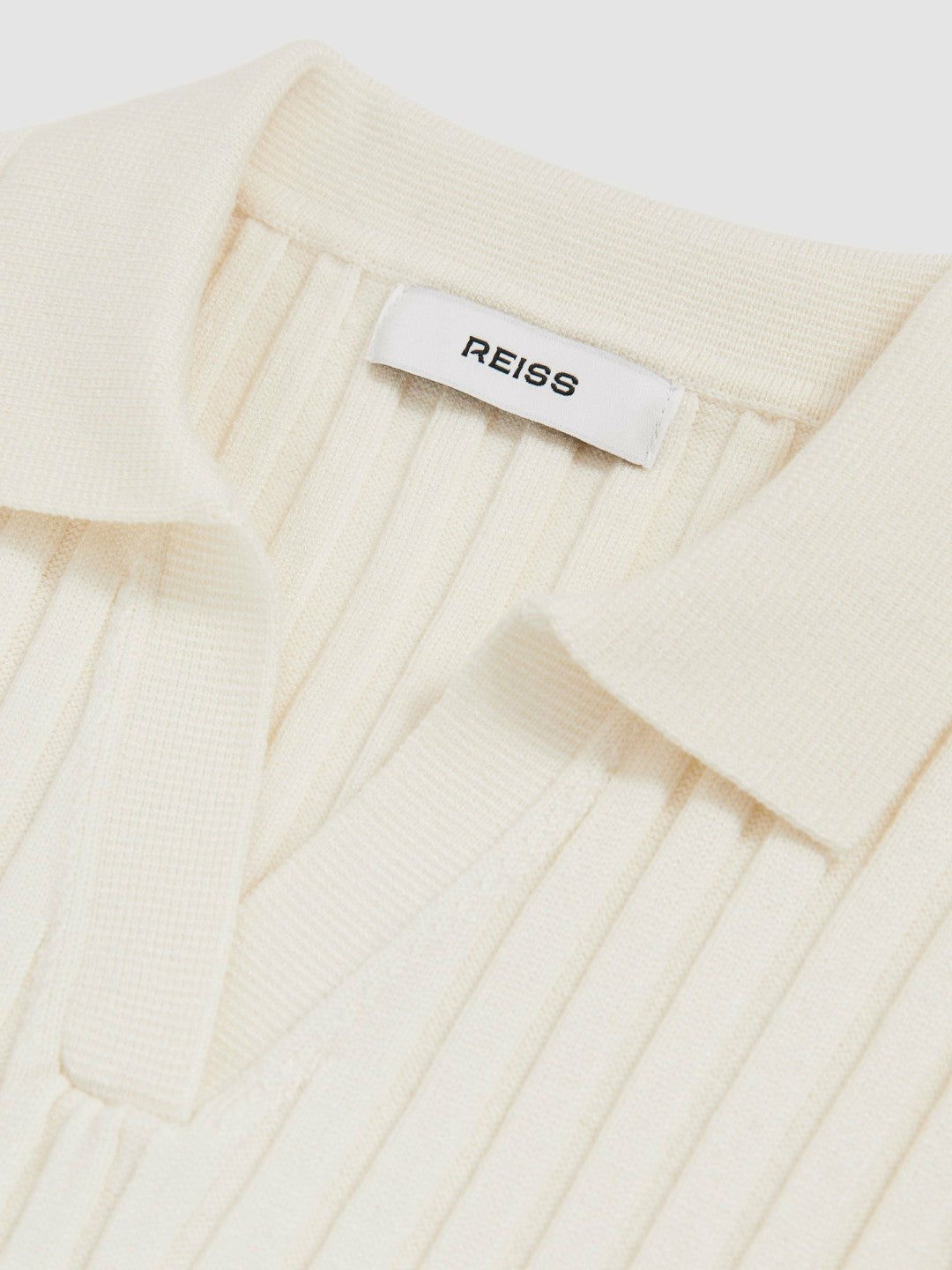 Reiss Savings - 13-14 yrs Rib-Knit Polo Top in Ivory