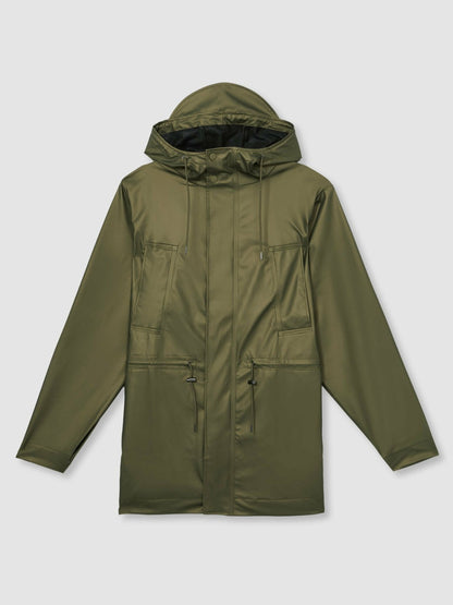 Reiss Sale - Rains Long Hooded Jacket in Revel Brass Green