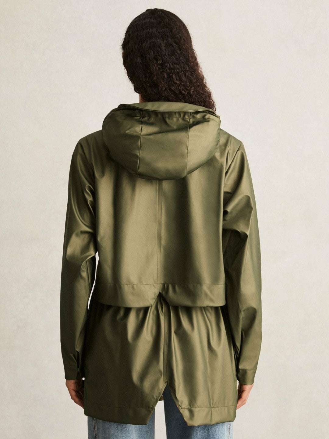Reiss Sale - Rains Long Hooded Jacket in Revel Brass Green