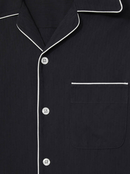 Reiss Cuban Collar Shirt with Piping Detail Shirt in Navy