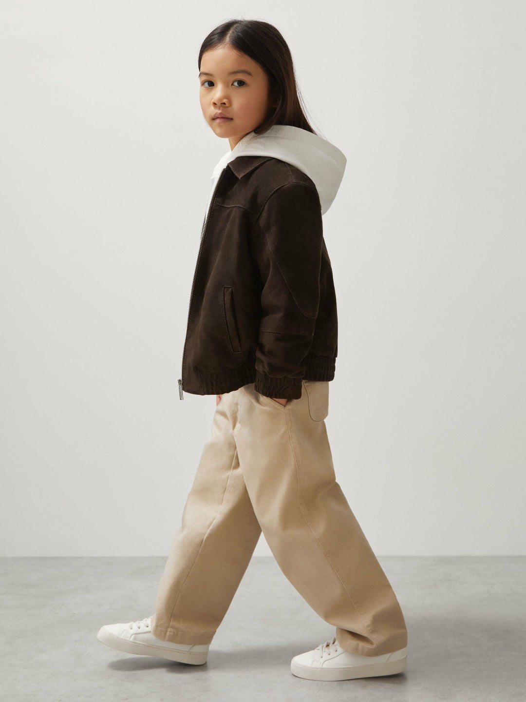 Reiss Deal - 9-13 yrs Unisex Fit McLaren F1 Team Suede Bomber Jacket in Distressed Brown