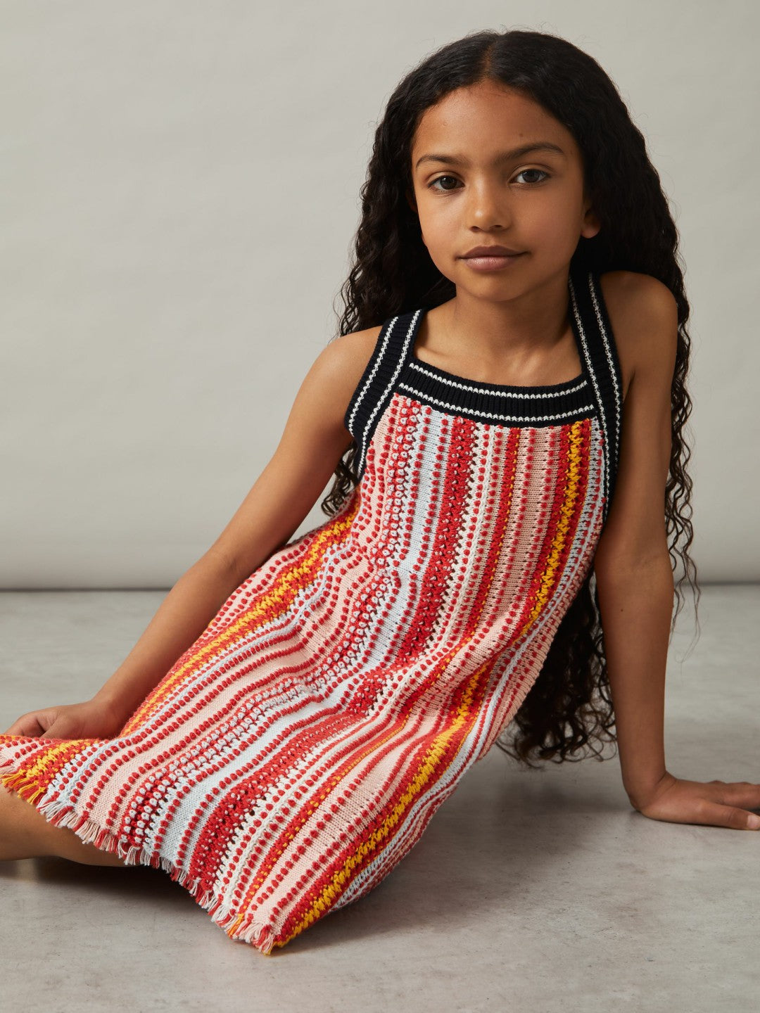 Reiss 9-13 yrs Cotton Striped Knit Dress in Multi