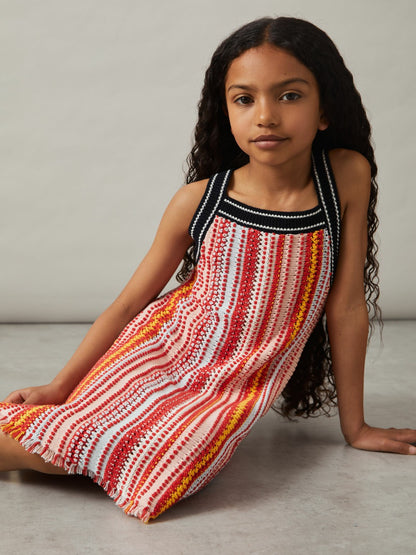 Reiss 9-13 yrs Cotton Striped Knit Dress in Multi