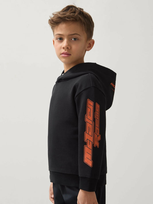 Reiss Value - 9-13 yrs McLaren F1 Team Cotton Logo Hoodie Unisex Fit in Black