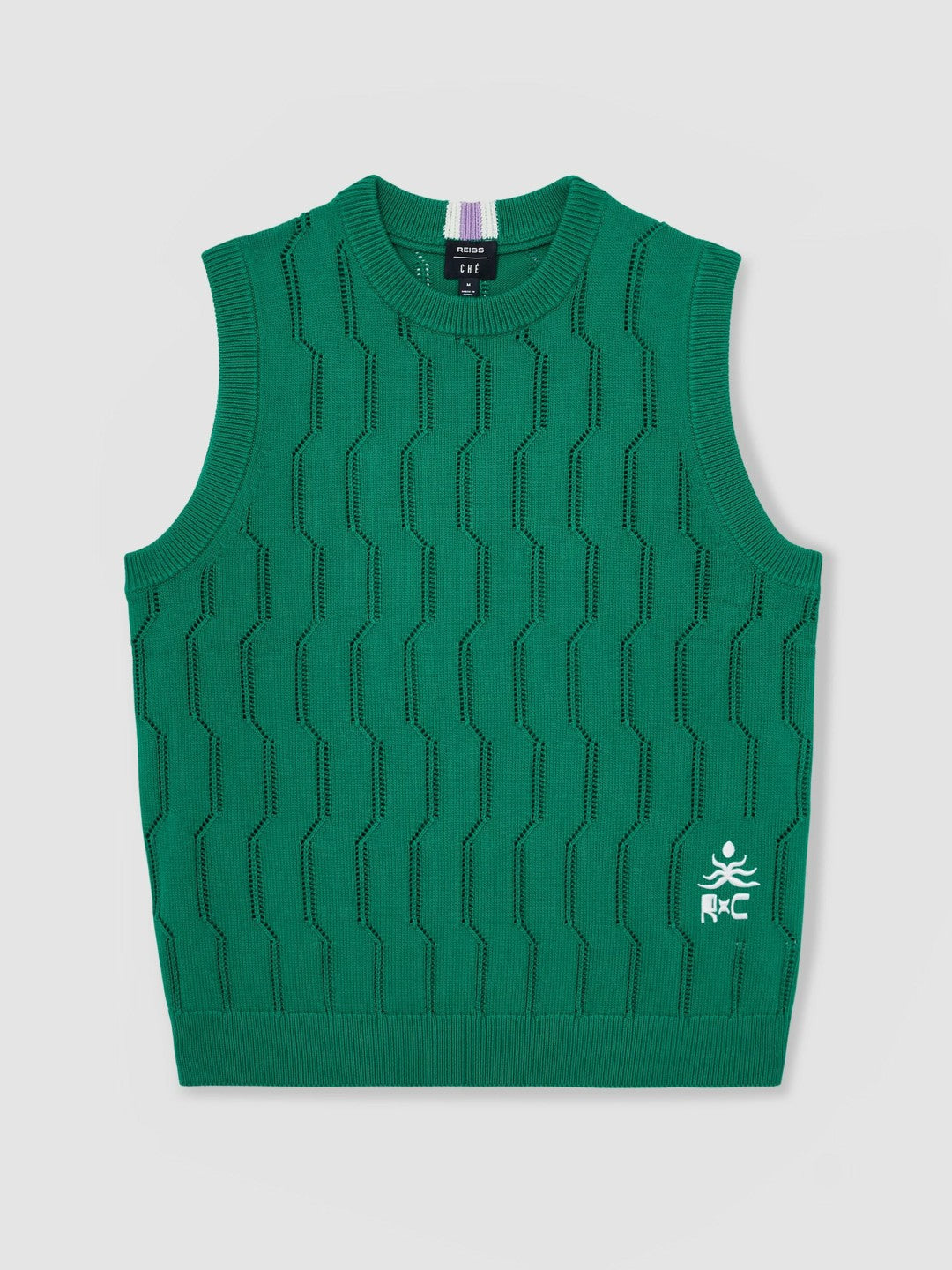 Reiss Sale - Ché Pointelle Crew-Neck Vest in Bright Green