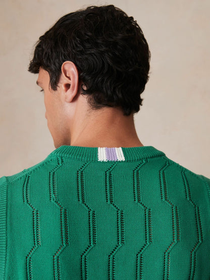 Reiss Sale - Ché Pointelle Crew-Neck Vest in Bright Green