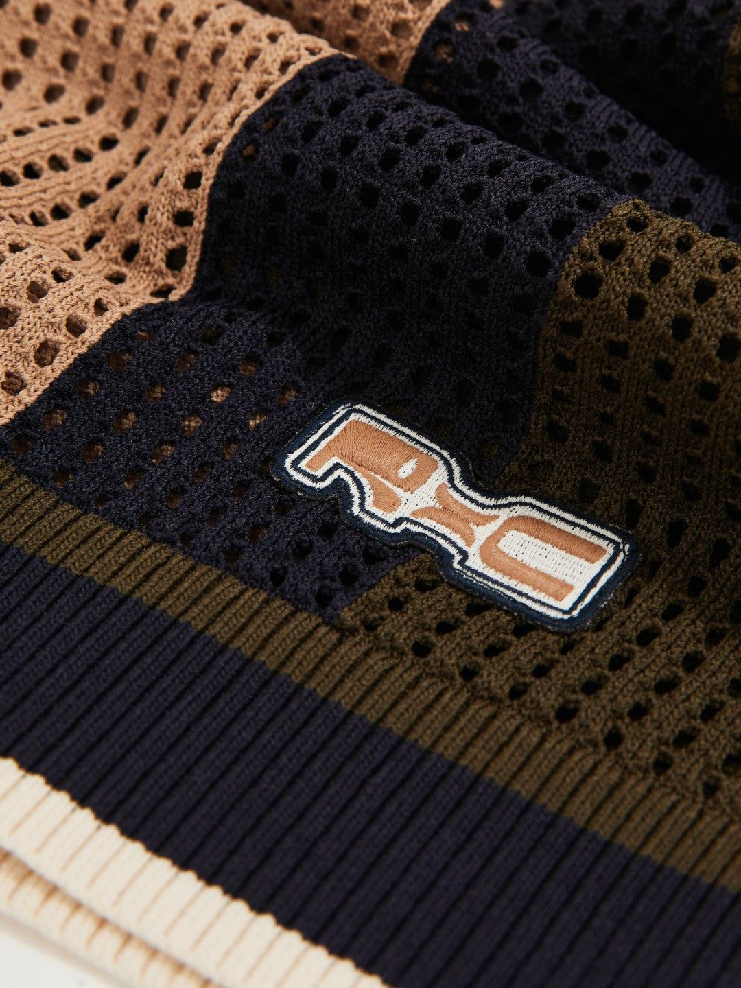 Reiss Best Seller - | Ché Crochet Colour-Block Shorts in Camel/Green