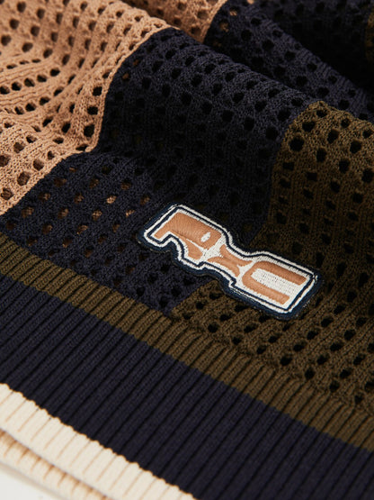 Reiss Best Seller - | Ché Crochet Colour-Block Shorts in Camel/Green