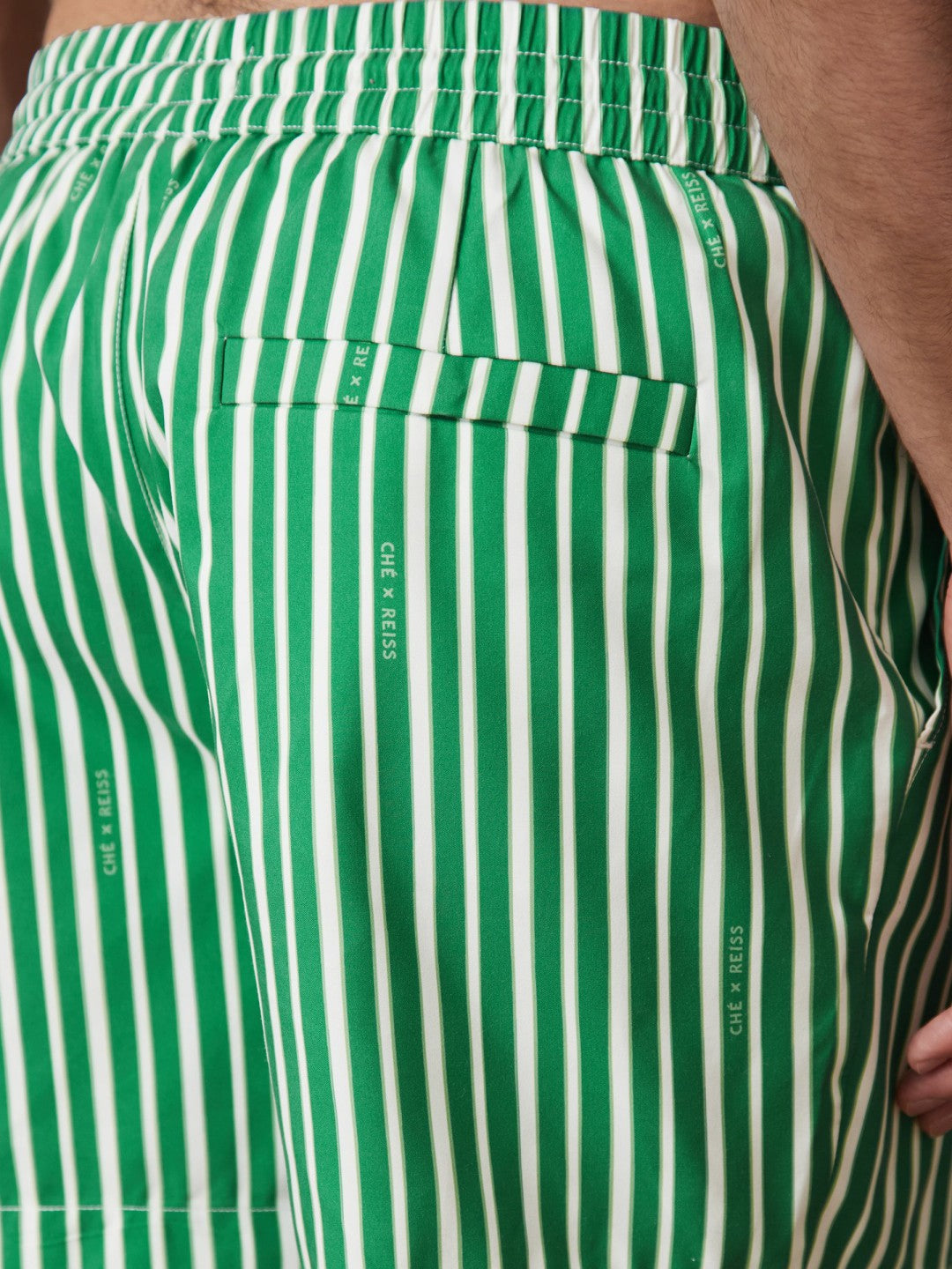 Reiss Popular Choice - | Ché Stripe Swim Shorts in Green/White