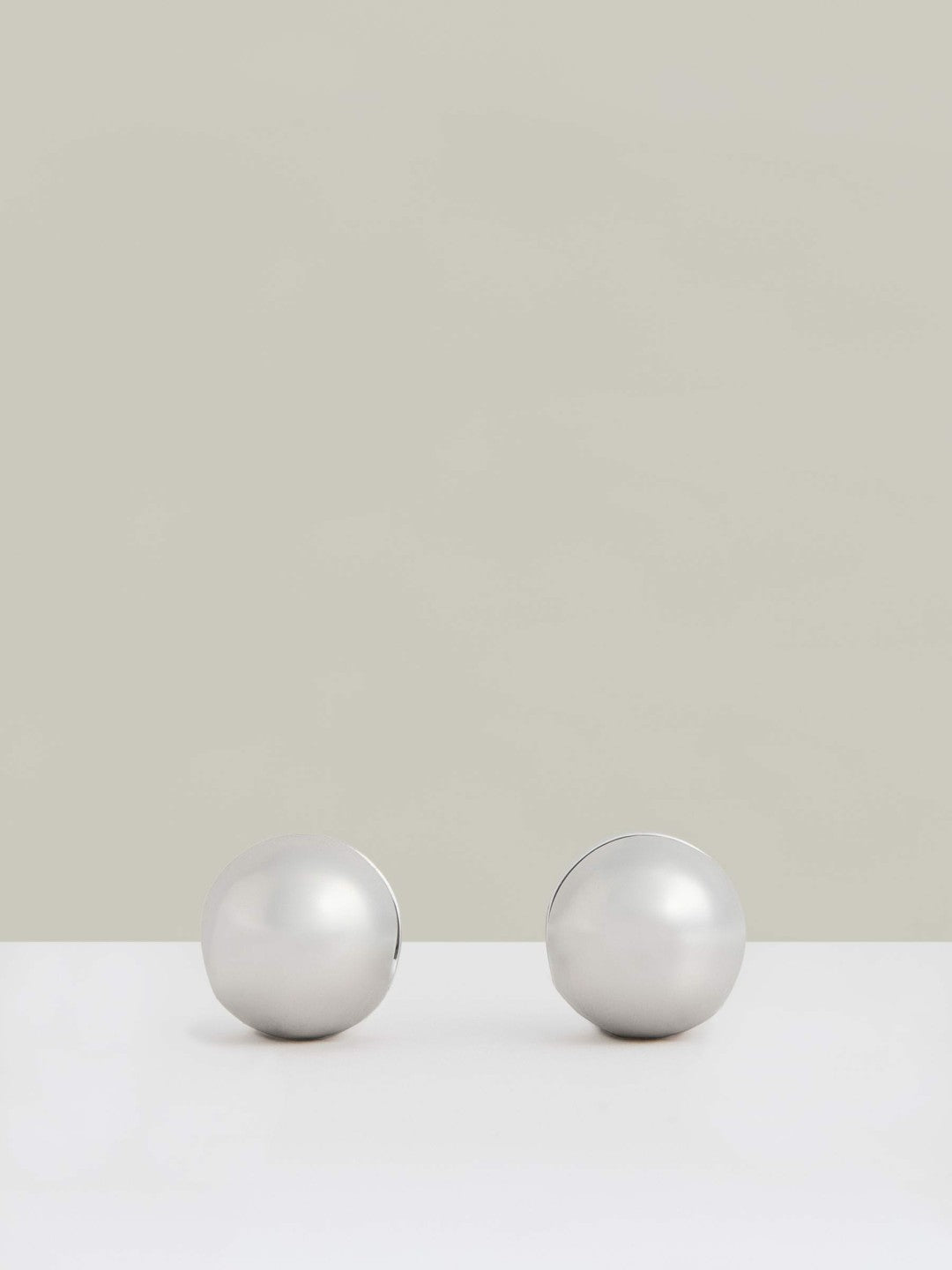 Reiss Featured - Polished Ball Huggie Earrings in Silver Tone