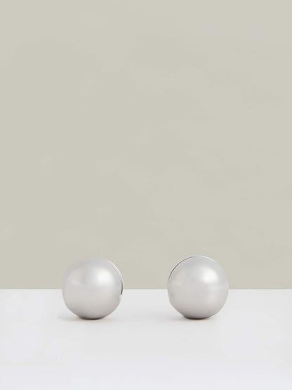 Reiss Featured - Polished Ball Huggie Earrings in Silver Tone