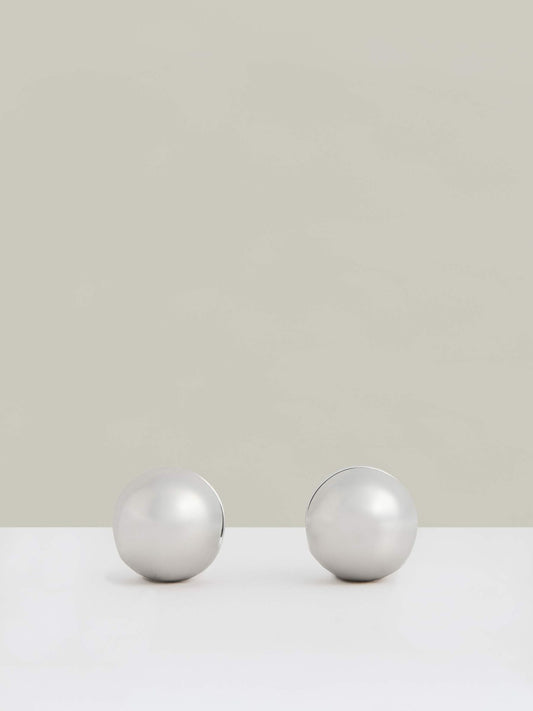 Reiss Featured - Polished Ball Huggie Earrings in Silver Tone
