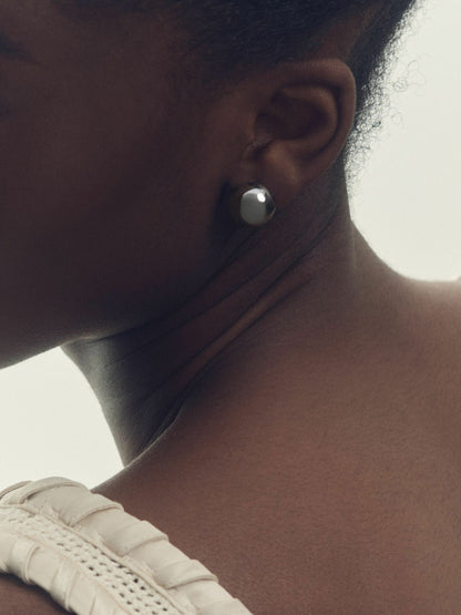 Reiss Featured - Polished Ball Huggie Earrings in Silver Tone