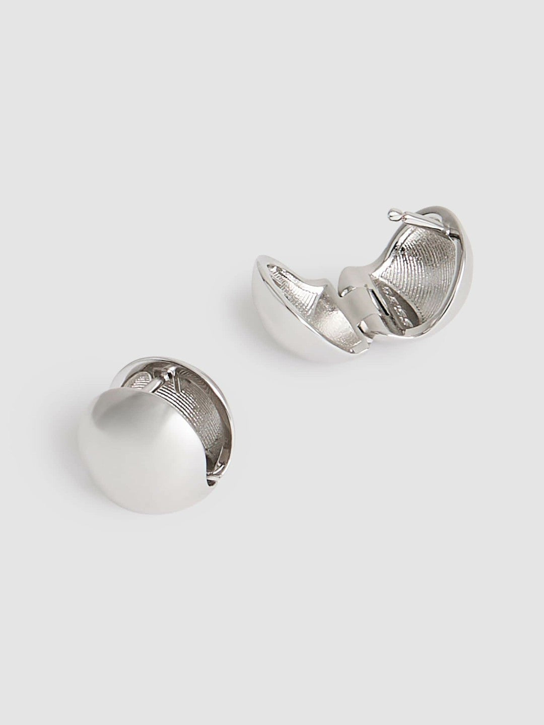 Reiss Featured - Polished Ball Huggie Earrings in Silver Tone