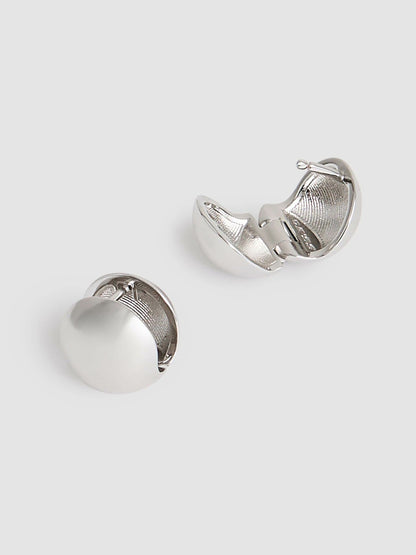 Reiss Featured - Polished Ball Huggie Earrings in Silver Tone