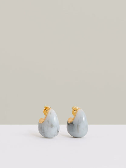 Reiss Savings - Curve Marble Scoop Earrings in Gold Tone