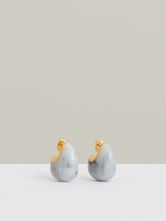 Reiss Savings - Curve Marble Scoop Earrings in Gold Tone