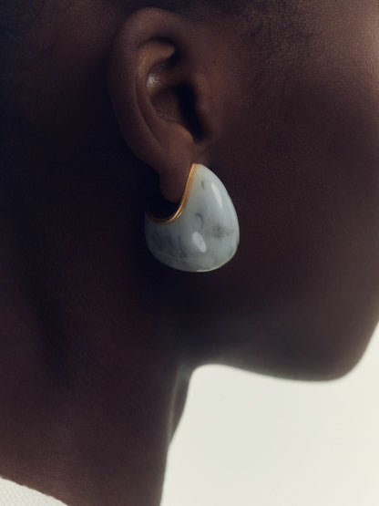 Reiss Savings - Curve Marble Scoop Earrings in Gold Tone