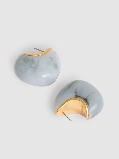Reiss Savings - Curve Marble Scoop Earrings in Gold Tone
