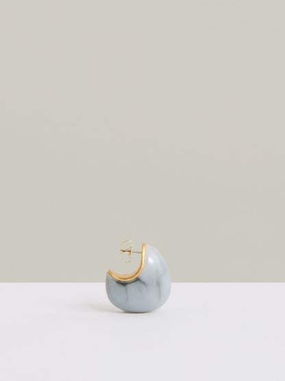 Reiss Savings - Curve Marble Scoop Earrings in Gold Tone