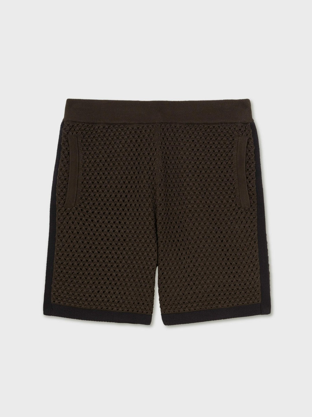 Reiss Sale - Cotton-Blend Crochet Shorts in Chocolate/Navy