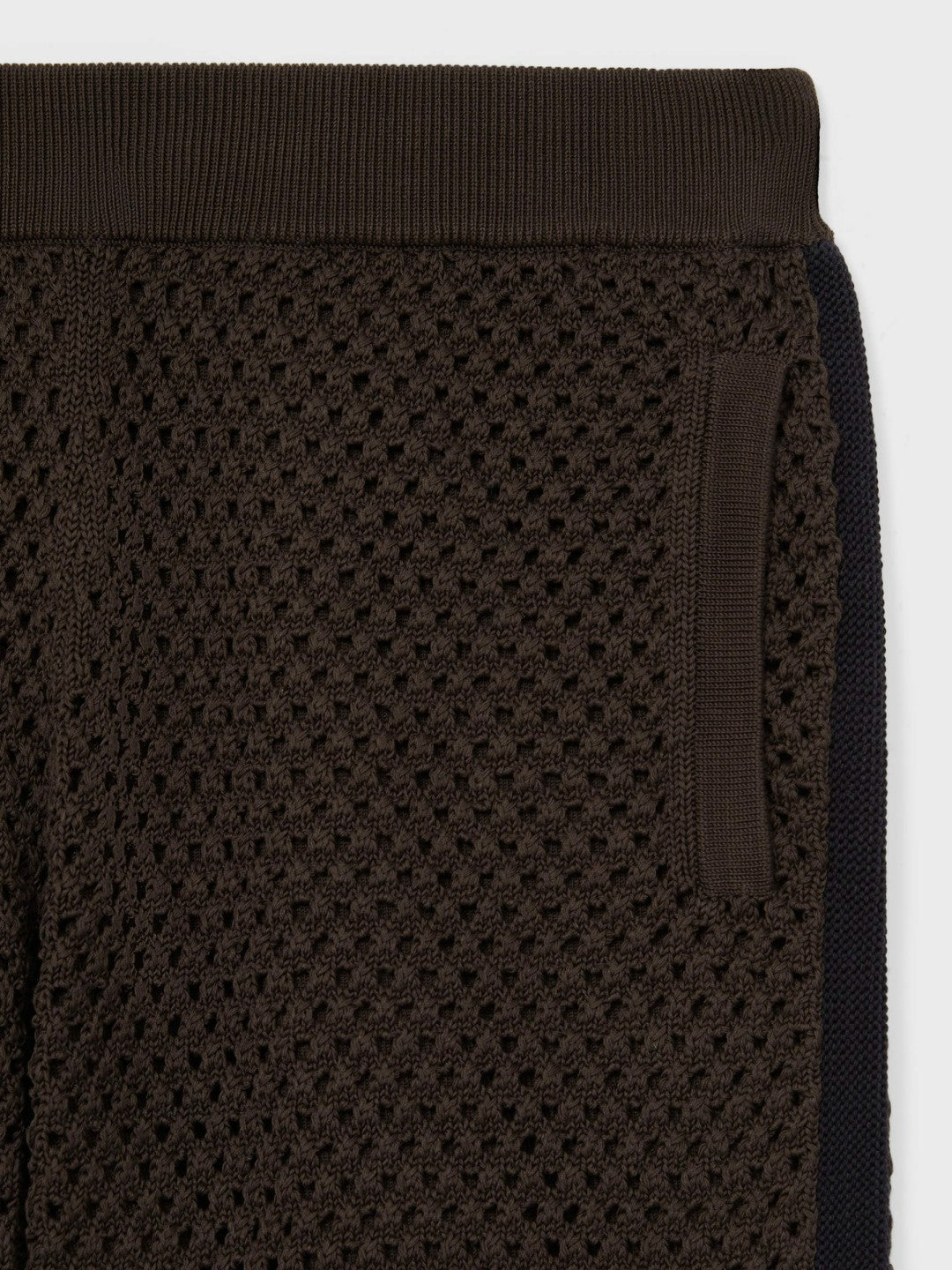 Reiss Sale - Cotton-Blend Crochet Shorts in Chocolate/Navy