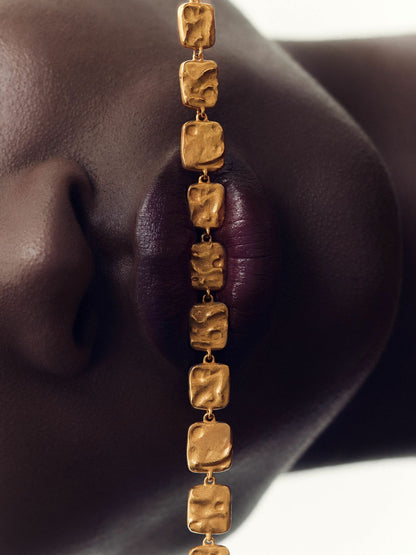Reiss Molten Square Necklace in Gold Tone