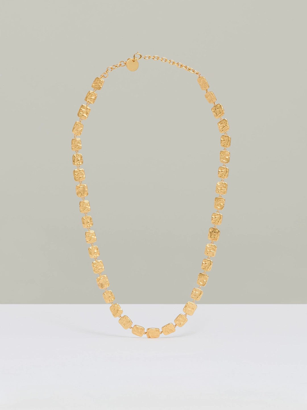 Reiss Molten Square Necklace in Gold Tone