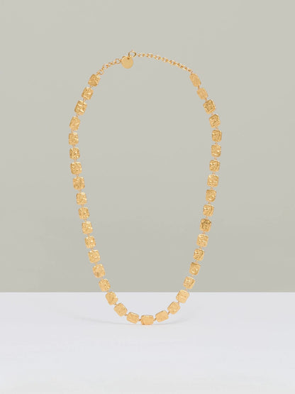 Reiss Molten Square Necklace in Gold Tone