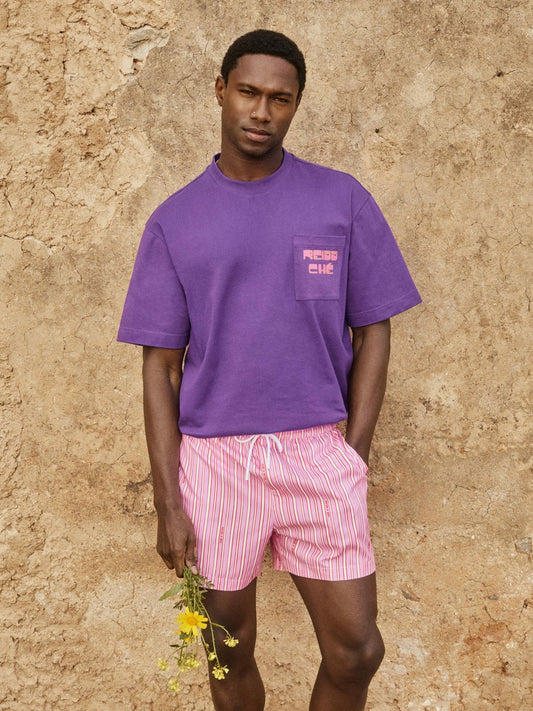 Reiss Affordable - | Ché Stripe Swim Shorts in Pink/White