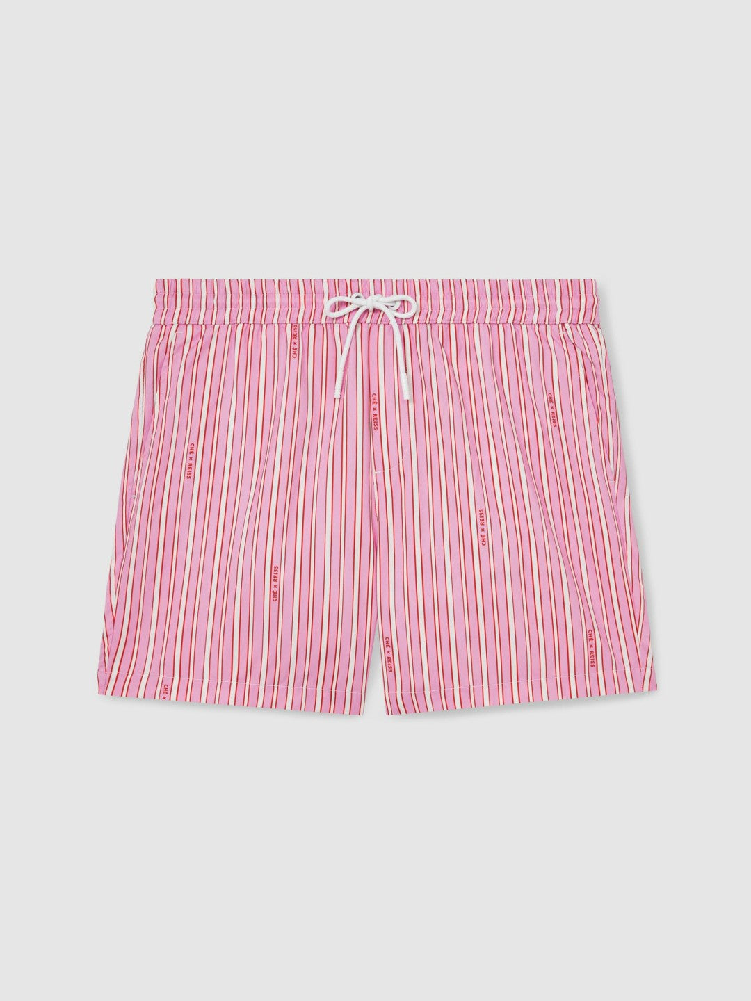 Reiss Affordable - | Ché Stripe Swim Shorts in Pink/White