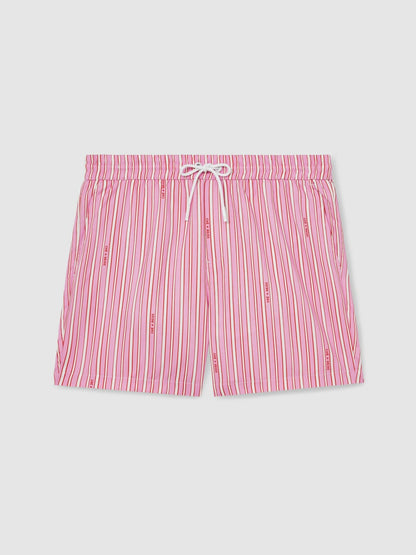 Reiss Affordable - | Ché Stripe Swim Shorts in Pink/White