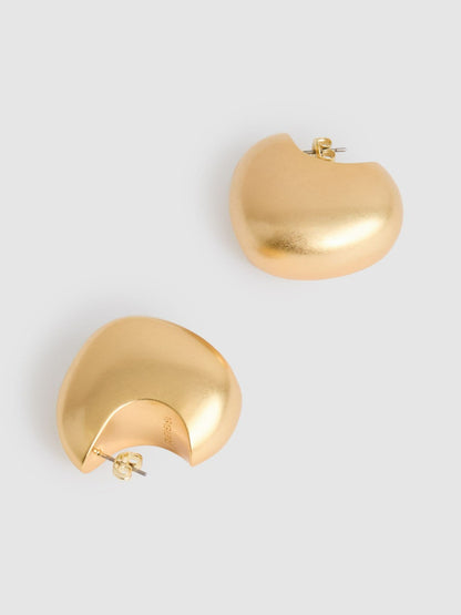 Reiss Best Seller - Curve Scoop Earrings in Gold Tone