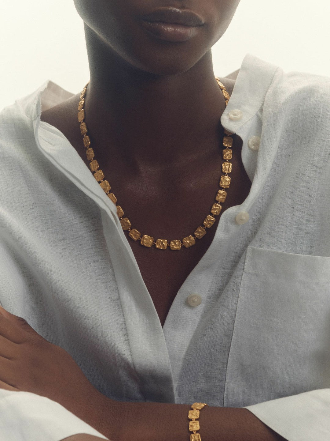 Reiss Best Seller - Molten Square Bracelet in Gold Tone