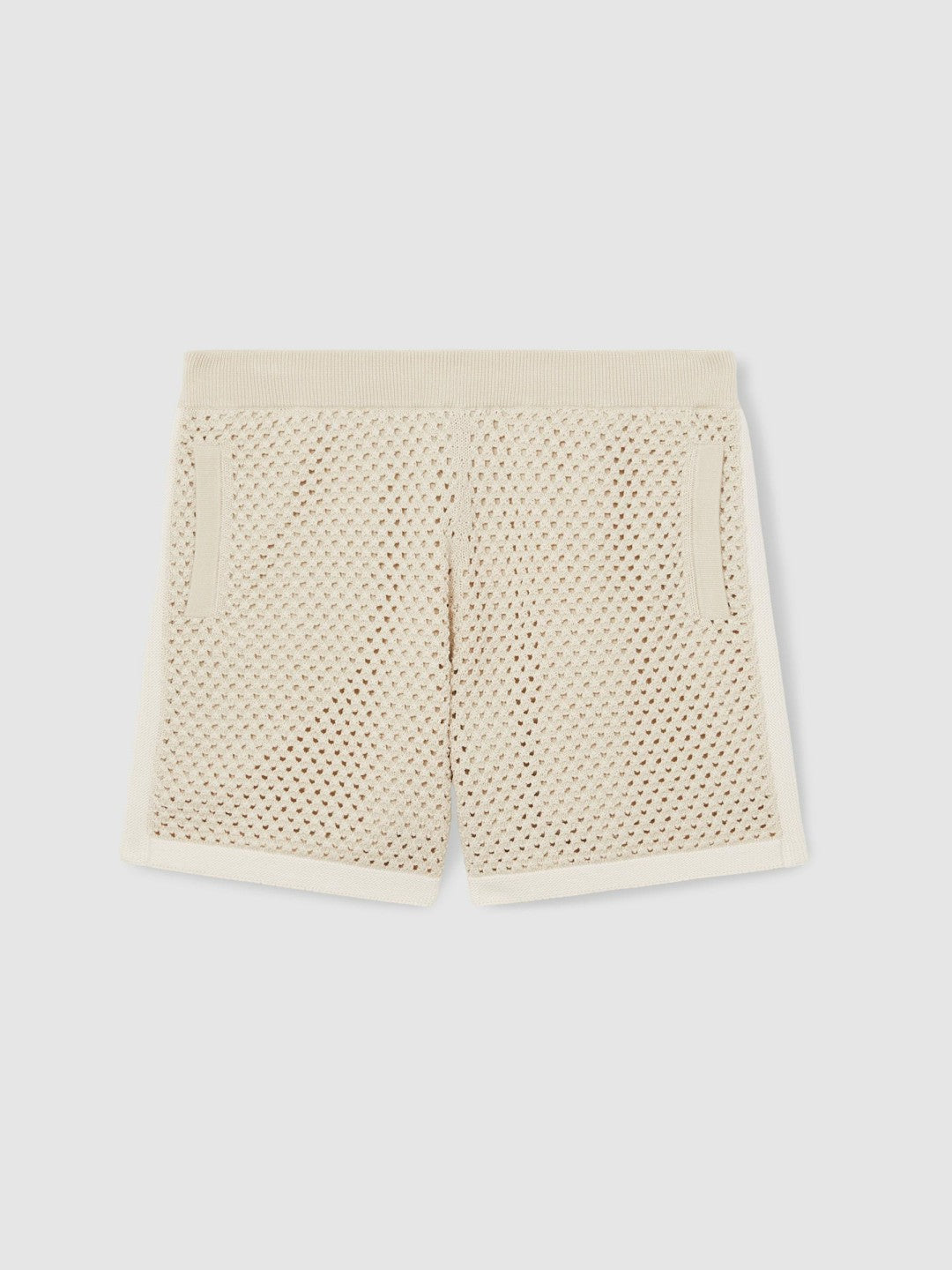 Reiss Sale - Cotton-Blend Crochet Shorts in Taupe/Off White