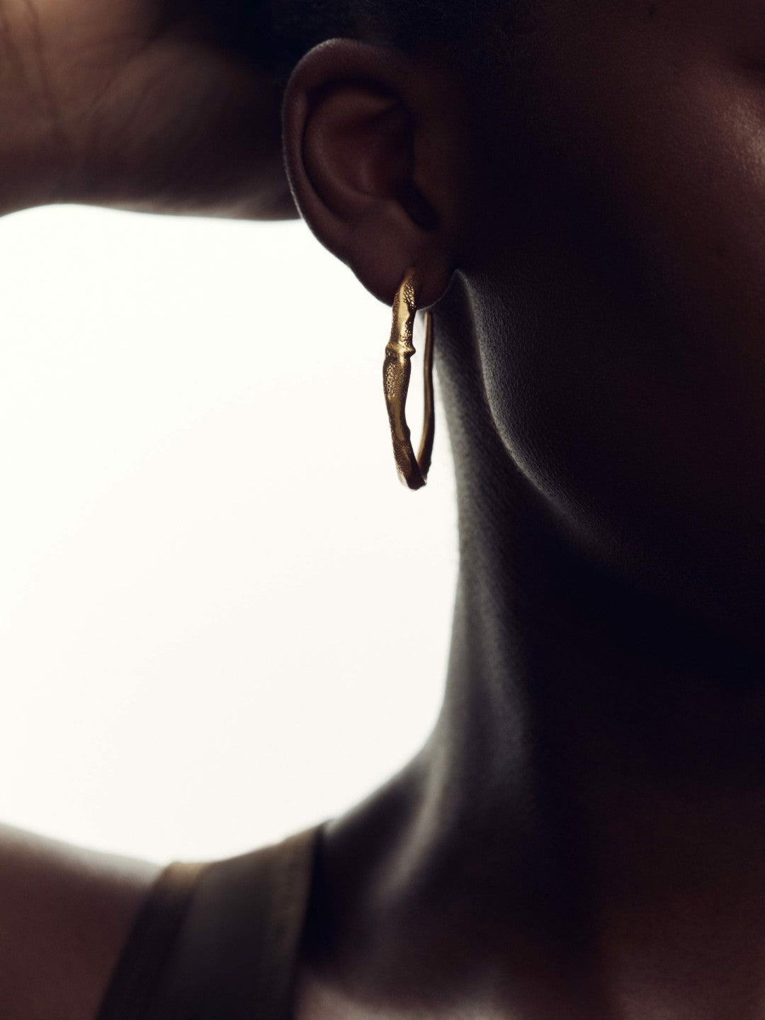Reiss Offer - Molten Hoop Earrings in Gold Tone