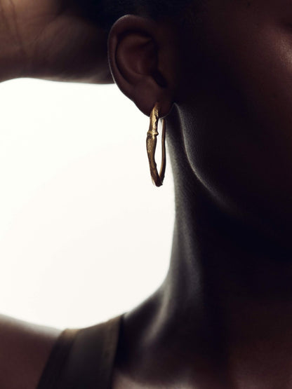 Reiss Offer - Molten Hoop Earrings in Gold Tone