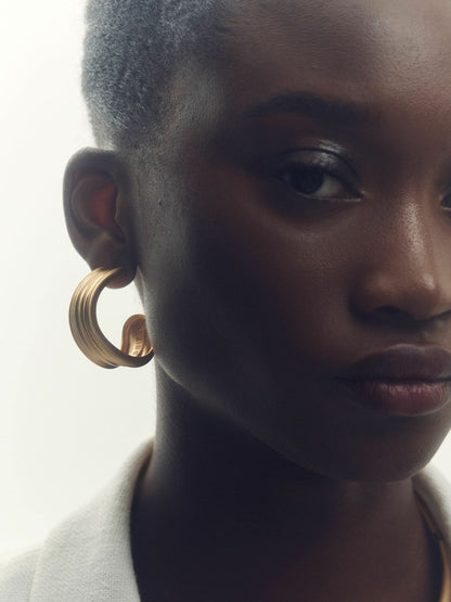 Reiss Value - Fluid Hoop Earrings in Gold Tone
