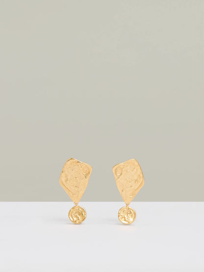 Reiss Value - Molten Large Drop Earrings in Gold Tone
