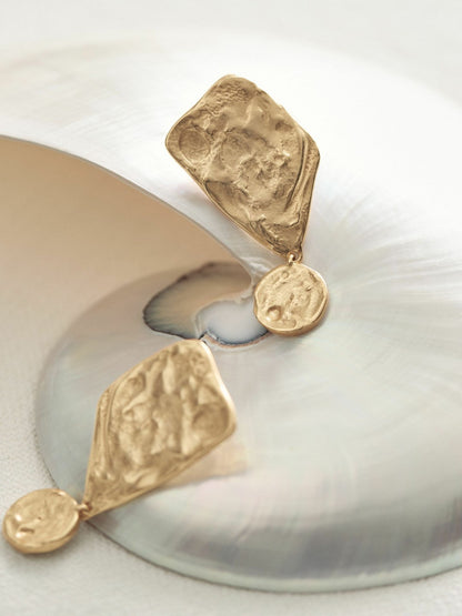 Reiss Value - Molten Large Drop Earrings in Gold Tone