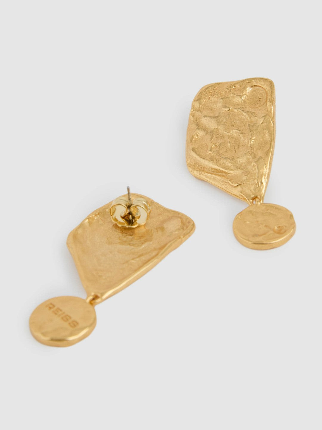 Reiss Value - Molten Large Drop Earrings in Gold Tone