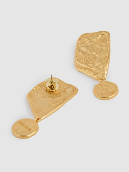 Reiss Value - Molten Large Drop Earrings in Gold Tone
