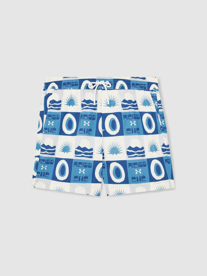 Reiss Savings - | Ché Sunset-Print Swim Shorts in Blue Multi